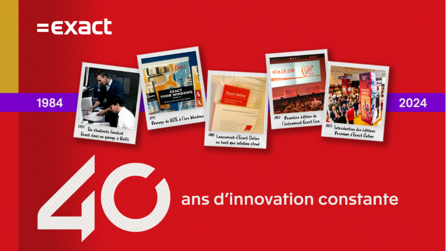 Exact fête ses 40 ans ! Quatre décennies de leadership dans l’innovation logicielle pour les entrepreneurs et les experts-comptables 