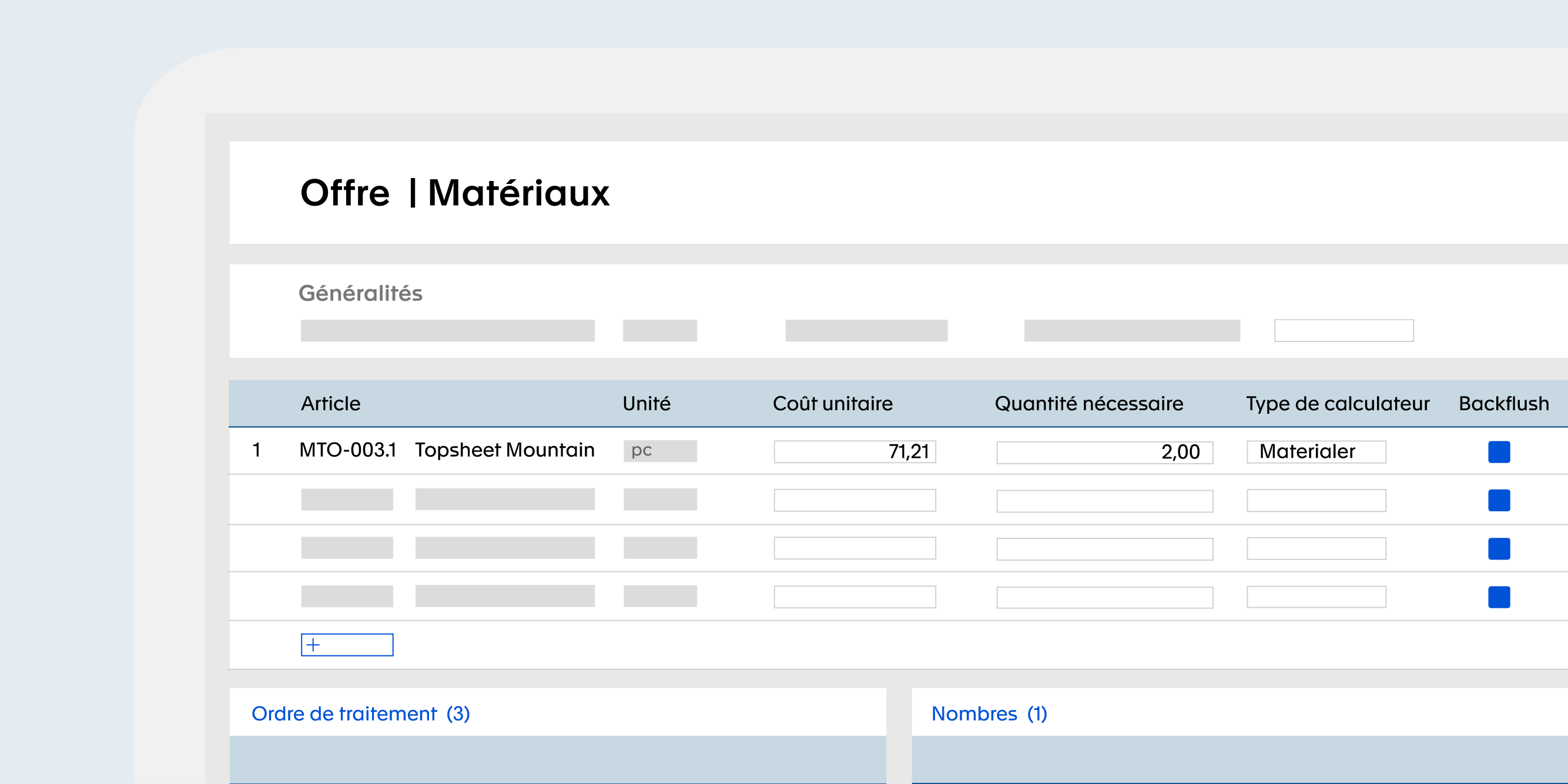 Calcul des offres