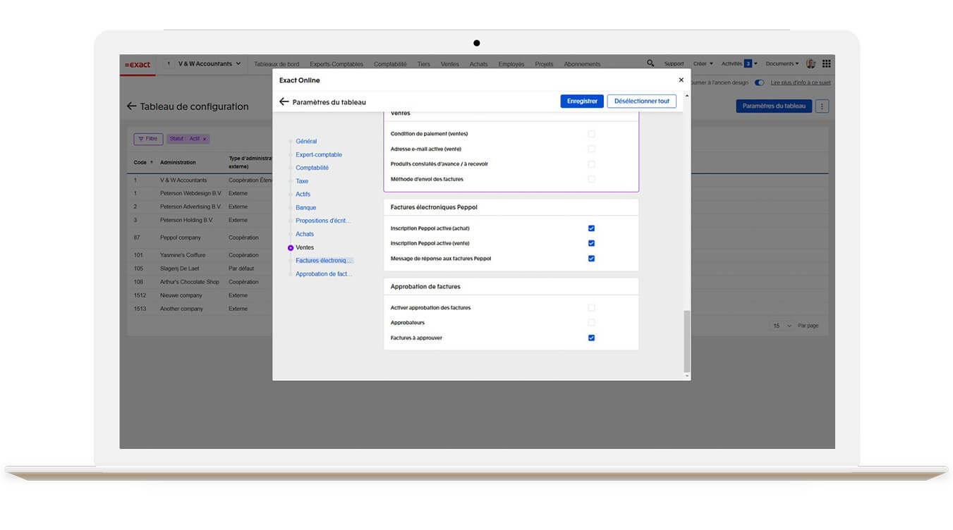 moniteur tableau de configuration