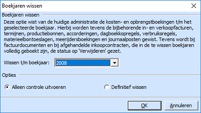 Verwijderen boekjaren