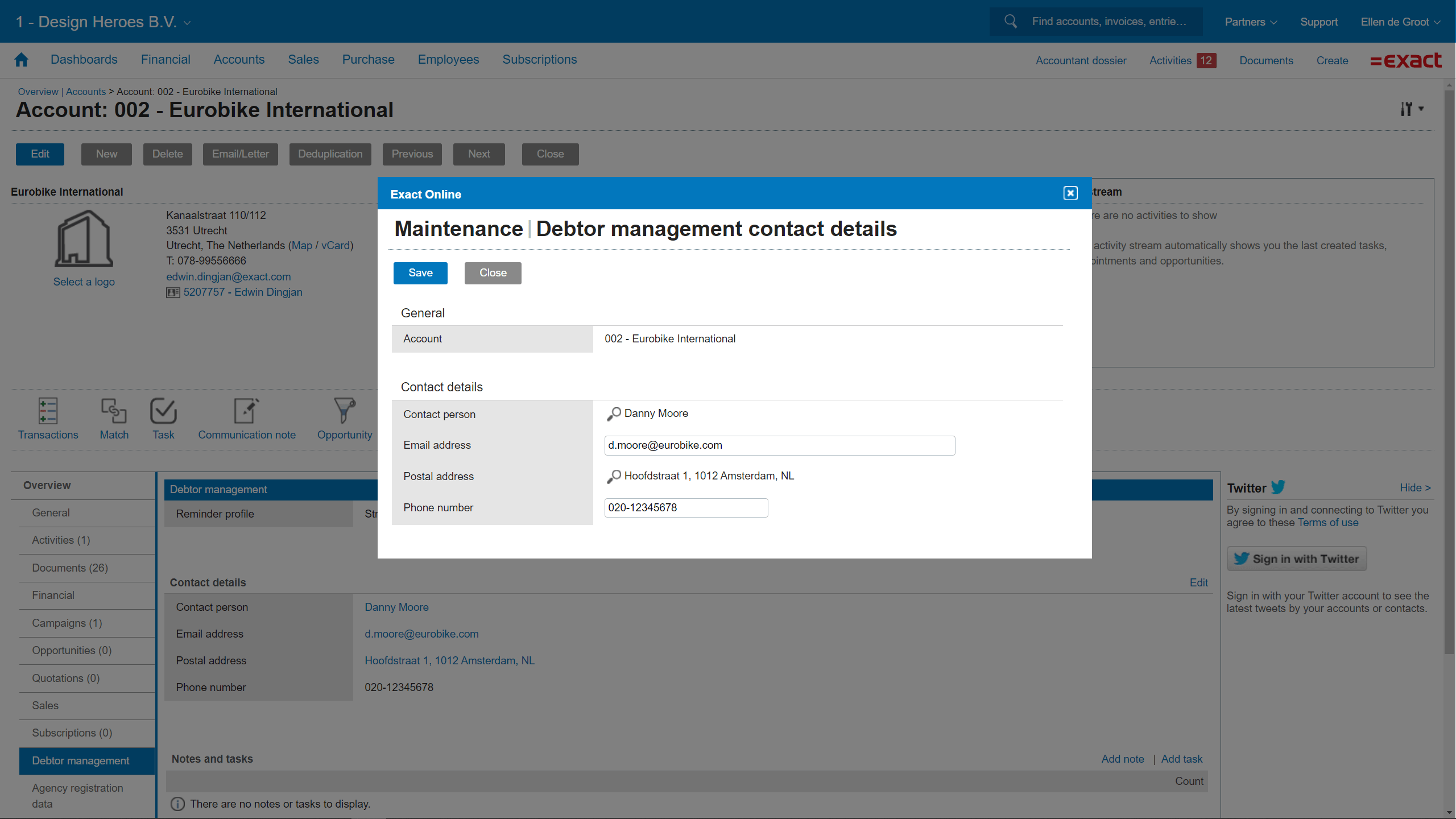 Exact Online Debtor Management