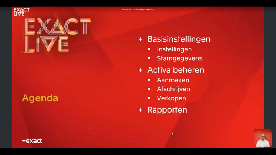 Exact Live 2020 - Vaste activa beheren in Exact Online