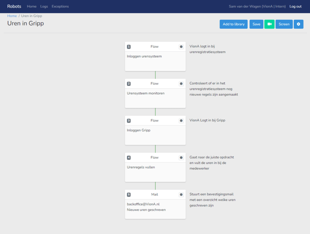 Automation flow Gripp met VionA