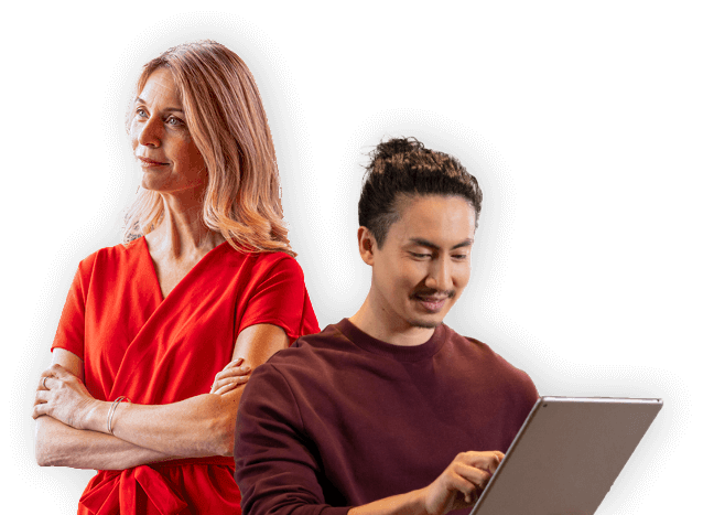 Accountant and entrepreneur collaborating via accountancy software