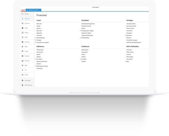 Gebruiksvriendelijke interface van Exact Globe+